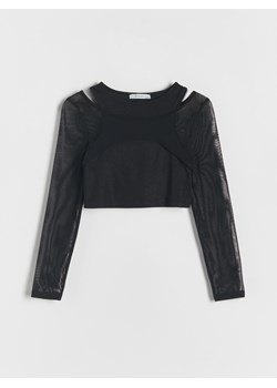 Reserved - Bluzka z przezroczystymi rękawami - czarny ze sklepu Reserved w kategorii Bluzki dziewczęce - zdjęcie 170230337