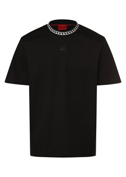 HUGO Koszulka męska - Deternal Mężczyźni Bawełna czarny jednolity ze sklepu vangraaf w kategorii T-shirty męskie - zdjęcie 170230399