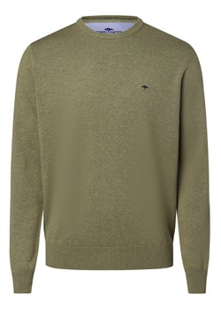 Fynch-Hatton Męski sweter Mężczyźni Bawełna oliwkowy jednolity ze sklepu vangraaf w kategorii Swetry męskie - zdjęcie 170230429