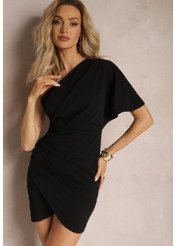 Czarna Dopasowana Sukienka na Jedno Ramię o Asymetrycznym Fasonie Isolama ze sklepu Renee odzież w kategorii Sukienki - zdjęcie 170231679