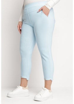 Jasnoniebieskie Spodnie z Nogawkami 7/8 i Kieszeniami Selandima ze sklepu Born2be Odzież w kategorii Spodnie damskie - zdjęcie 170233105