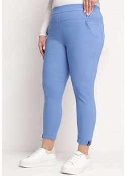Niebieskie Spodnie Skinny 7/8 z Gumką w Talii i Kieszeniami Ulailla ze sklepu Born2be Odzież w kategorii Spodnie damskie - zdjęcie 170233115