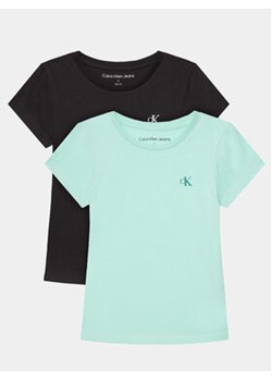 Calvin Klein Jeans Komplet 2 t-shirtów Monogram IG0IG01258 Turkusowy Slim Fit ze sklepu MODIVO w kategorii Bluzki dziewczęce - zdjęcie 170237168