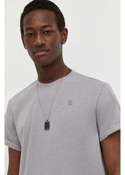 G-Star Raw t-shirt bawełniany męski kolor szary gładki ze sklepu ANSWEAR.com w kategorii T-shirty męskie - zdjęcie 170238495