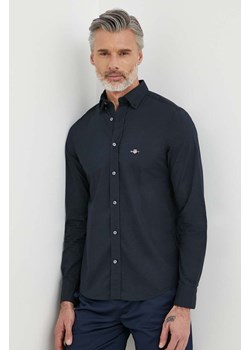 Gant koszula bawełniana męska kolor czarny slim z kołnierzykiem button-down ze sklepu ANSWEAR.com w kategorii Koszule męskie - zdjęcie 170238566