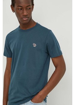 PS Paul Smith t-shirt bawełniany męski kolor niebieski gładki ze sklepu ANSWEAR.com w kategorii T-shirty męskie - zdjęcie 170239169
