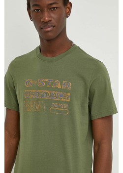 G-Star Raw t-shirt bawełniany męski kolor zielony z nadrukiem ze sklepu ANSWEAR.com w kategorii T-shirty męskie - zdjęcie 170239225