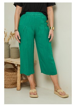 Curvy Lady Lniane spodnie w kolorze zielonym ze sklepu Limango Polska w kategorii Spodnie damskie - zdjęcie 170243959
