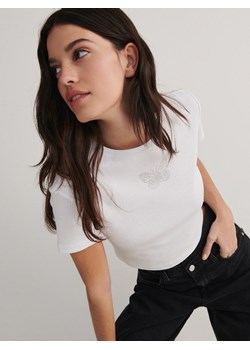 Reserved - T-shirt z aplikacją - biały ze sklepu Reserved w kategorii Bluzki damskie - zdjęcie 170245935
