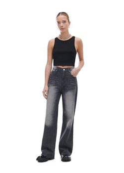 Cropp - Ciemnoszare jeansy wide leg - szary ze sklepu Cropp w kategorii Jeansy damskie - zdjęcie 170252588