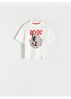 Reserved - T-shirt oversize AC/DC - złamana biel ze sklepu Reserved w kategorii T-shirty chłopięce - zdjęcie 170253105