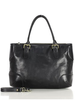Torebka do ręki kuferek genuine leather made in italy - MARCO MAZZINI czarny ze sklepu Verostilo w kategorii Torby Shopper bag - zdjęcie 170256979