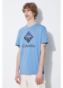 Columbia t-shirt bawełniany Rapid Ridge kolor niebieski z nadrukiem 1888813 ze sklepu ANSWEAR.com w kategorii T-shirty męskie - zdjęcie 170262586