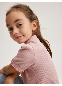 Reserved - T-shirt w prążek - różowy ze sklepu Reserved w kategorii Bluzki dziewczęce - zdjęcie 170262857