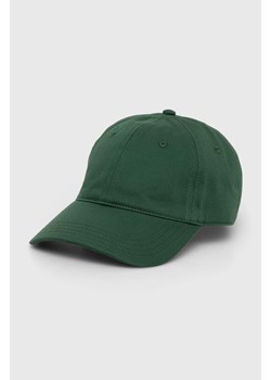 Lacoste czapka z daszkiem bawełniana kolor zielony gładka ze sklepu PRM w kategorii Czapki z daszkiem męskie - zdjęcie 170263896