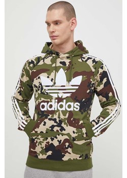 adidas Originals bluza męska kolor zielony z kapturem wzorzysta IS0209 ze sklepu PRM w kategorii Bluzy męskie - zdjęcie 170264007