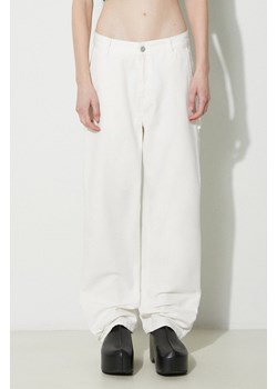 Carhartt WIP spodnie bawełniane Pierce Pant Straight kolor beżowy proste high waist I032966.D602 ze sklepu PRM w kategorii Spodnie damskie - zdjęcie 170264229