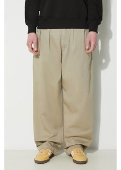 Universal Works spodnie bawełniane Double Pleat Pant kolor beżowy proste 133.STONE ze sklepu PRM w kategorii Spodnie męskie - zdjęcie 170264255
