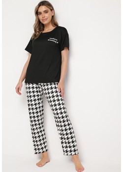 Czarny Komplet Piżamowy Prosty T-shirt i Spodnie z Gumką w Pasie Vespella ze sklepu Born2be Odzież w kategorii Piżamy damskie - zdjęcie 170267459