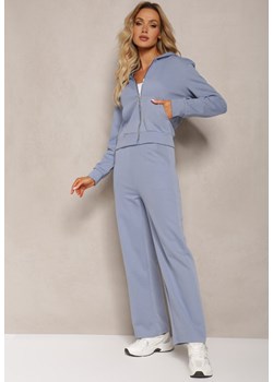 Jasnoniebieski Komplet Dresowy z Prostymi Spodniami i Bluzą z Kapturem z Suwakiem Kovalia ze sklepu Renee odzież w kategorii Dresy damskie - zdjęcie 170267747