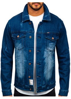 Granatowa jeansowa kurtka męska Denley MJ525BS ze sklepu Denley w kategorii Kurtki męskie - zdjęcie 170271429