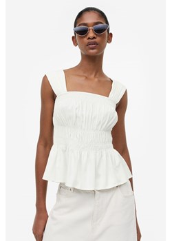 H & M - Elastycznie marszczony top - Biały ze sklepu H&M w kategorii Bluzki damskie - zdjęcie 170274228