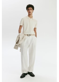 H & M - Top polo z domieszką jedwabiu Slim Fit - Biały ze sklepu H&M w kategorii T-shirty męskie - zdjęcie 170274259