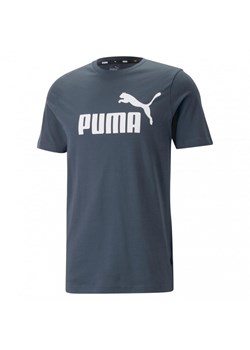 Męski t-shirt z nadrukiem Puma ESS Logo Tee - granatowy ze sklepu Sportstylestory.com w kategorii T-shirty męskie - zdjęcie 170277146