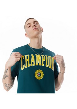 Męski t-shirt z nadrukiem Champion Rochester Crewneck T-shirt -  zielony ze sklepu Sportstylestory.com w kategorii T-shirty męskie - zdjęcie 170279256