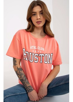 T-shirt damski z nadrukiem brzoskwiniowy EM-TS-527-1.26X, Kolor brzoskwiniowy, Rozmiar one size, Merribel ze sklepu Primodo w kategorii Bluzki damskie - zdjęcie 170280697