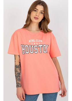 T-shirt damski z nadrukiem brzoskwiniowy EM-TS-527-1.26X, Kolor brzoskwiniowy, Rozmiar one size, EX MODA ze sklepu Primodo w kategorii Bluzki damskie - zdjęcie 170280698