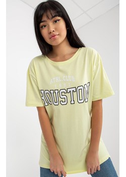 T-shirt damski z nadrukiem jasnożółty EM-TS-527-1.26X, Kolor jasnożółty, Rozmiar one size, EX MODA ze sklepu Primodo w kategorii Bluzki damskie - zdjęcie 170280709