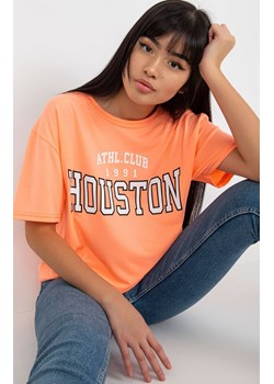 Pomarańczowy t-shirt damski z nadrukiem EM-TS-527-1.26X, Kolor pomarańczowy, Rozmiar one size, EX MODA ze sklepu Primodo w kategorii Bluzki damskie - zdjęcie 170280717