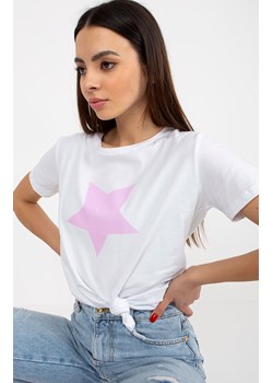T-shirt damski z fioletową gwiazdą RV-TS-8626.00, Kolor biało-fioletowy, Rozmiar L/XL, Merribel ze sklepu Primodo w kategorii Bluzki damskie - zdjęcie 170280767