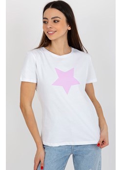 T-shirt damski z fioletową gwiazdą RV-TS-8626.00, Kolor biało-fioletowy, Rozmiar L/XL, BASIC FEEL GOOD ze sklepu Primodo w kategorii Bluzki damskie - zdjęcie 170280768