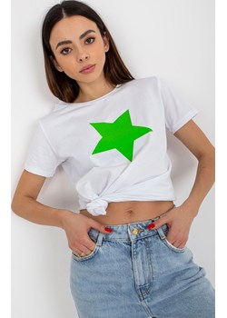 T-shirt damski z zieloną gwiazdą RV-TS-8626.00, Kolor biało-zielony, Rozmiar L/XL, Merribel ze sklepu Primodo w kategorii Bluzki damskie - zdjęcie 170280778