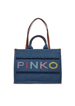 Torebka Pinko Shopper AI 23-24 PLTT 101964 A17T Niebieski ze sklepu eobuwie.pl w kategorii Torby Shopper bag - zdjęcie 170285476