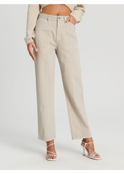Sinsay - Spodnie high waist - kremowy ze sklepu Sinsay w kategorii Spodnie damskie - zdjęcie 170287077