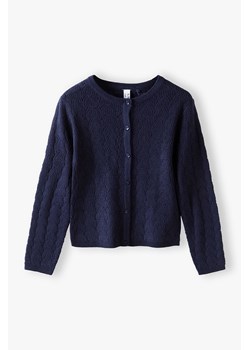 Granatowy ażurowy sweter dla dziewczynki ze sklepu 5.10.15 w kategorii Bluzy i swetry - zdjęcie 170287396