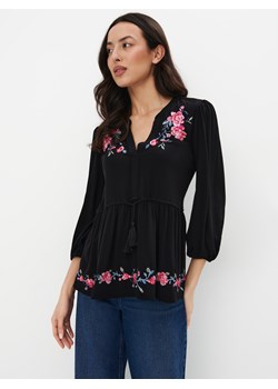 Mohito - Czarna bluzka z wiskozy - czarny ze sklepu Mohito w kategorii Bluzki damskie - zdjęcie 170287588