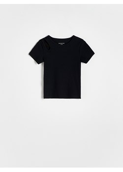 Reserved - T-shirt z ozdobnym wycięciem - czarny ze sklepu Reserved w kategorii Bluzki dziewczęce - zdjęcie 170287895