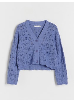 Reserved - Ażurowy kardigan - niebieski ze sklepu Reserved w kategorii Swetry dziewczęce - zdjęcie 170288225