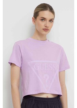 Guess t-shirt bawełniany ADELE kolor fioletowy V2YI06 K8HM0 ze sklepu ANSWEAR.com w kategorii Bluzki damskie - zdjęcie 170299458