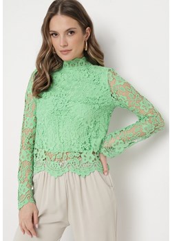 Zielona Bluzka Koronkowa Juvonen ze sklepu Born2be Odzież w kategorii Bluzki damskie - zdjęcie 170300846