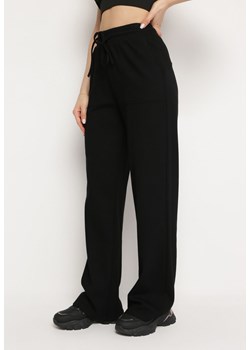Czarne Spodnie Dresowe z Elastycznej Bawełny z Szerokimi Nogawkami Summera ze sklepu Born2be Odzież w kategorii Spodnie damskie - zdjęcie 170301117