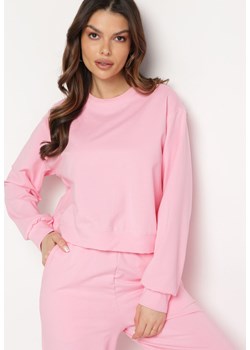 Różowa Bawełniana Bluza Oversize o Krótszym Kroju Vesperana ze sklepu Born2be Odzież w kategorii Bluzy damskie - zdjęcie 170301129