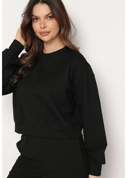 Czarna Bawełniana Bluza Oversize o Krótszym Kroju Vesperana ze sklepu Born2be Odzież w kategorii Bluzy damskie - zdjęcie 170301139