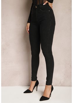 Czarne Spodnie o Fasonie Jegginsów z Gumką w Talii Lindraga ze sklepu Renee odzież w kategorii Spodnie damskie - zdjęcie 170301388