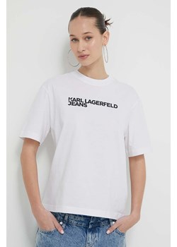 Karl Lagerfeld Jeans t-shirt bawełniany damski kolor biały ze sklepu ANSWEAR.com w kategorii Bluzki damskie - zdjęcie 170305629