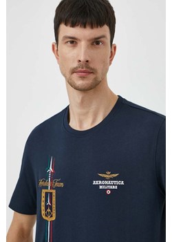 Aeronautica Militare t-shirt bawełniany męski kolor granatowy z aplikacją ze sklepu ANSWEAR.com w kategorii T-shirty męskie - zdjęcie 170305645